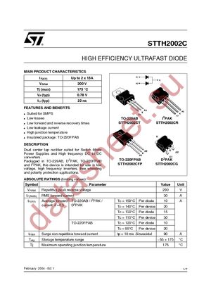 STTH2002CFP datasheet  