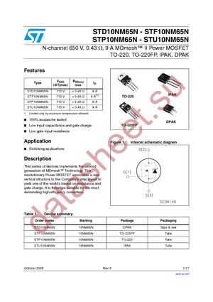 STU10NM65N datasheet  