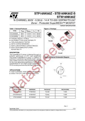 STW16NK60Z datasheet  