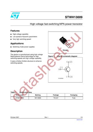 STWH13009 datasheet  