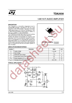 TDA2030V datasheet  