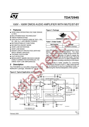 TDA7294S datasheet  