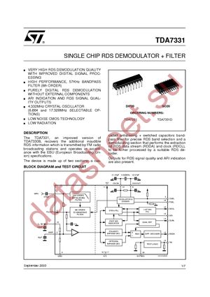 TDA7331DTR datasheet  