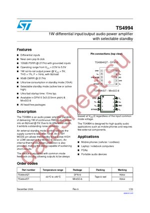 TS4994IQT datasheet  