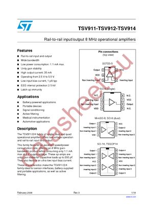 TSV911AID datasheet  