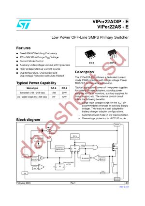 VIPER22ADIP-E datasheet  