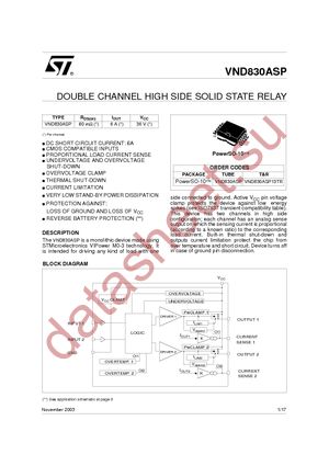 VND830ASPTR-E datasheet  