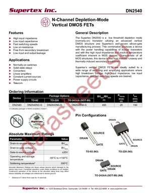 DN2535N3-P002-G datasheet  