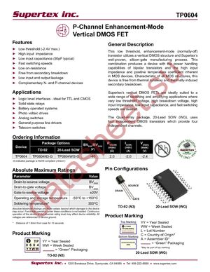 TP0604N3-P002-G datasheet  
