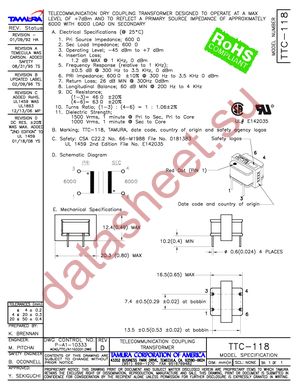 TTC-118 datasheet  