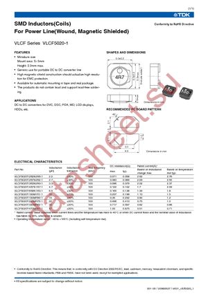 VLCF5020T-100M1R1-1 datasheet  