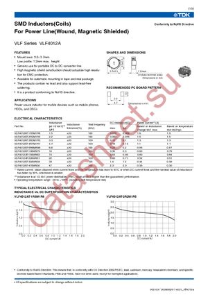 VLF4012AT-2R2M1R5 datasheet  