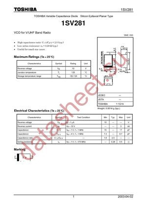 1SV281TH3FT datasheet  