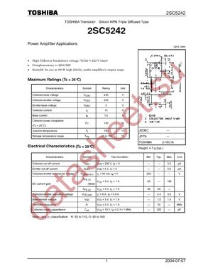 2SC5242-R(Q) datasheet  