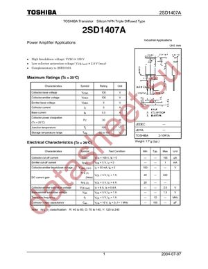 2SD1407A-O(F) datasheet  