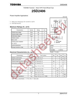 2SD2406-Y(F) datasheet  