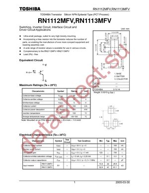 RN1112MFV(TPL3) datasheet  