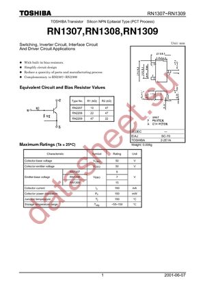 RN1309(TE85L,F) datasheet  