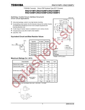 RN2101MFV(TPL3) datasheet  