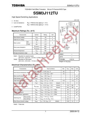 SSM3J112TU(TE85L) datasheet  