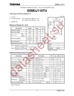 SSM3J118TU(TE85L) datasheet  