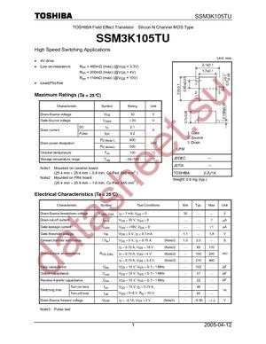 SSM3K105TU(TE85L) datasheet  