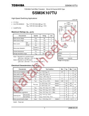 SSM3K107TU(TE85L) datasheet  