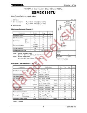 SSM3K116TU(TE85L) datasheet  