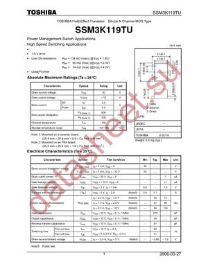 SSM3K119TU(TE85L) datasheet  