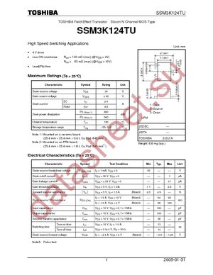 SSM3K124TU(TE85L) datasheet  