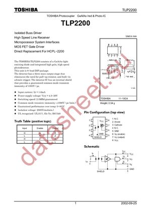 TLP2200(TP1,F) datasheet  