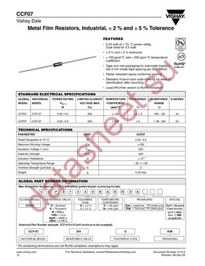 CCF07100RGKR36 datasheet  