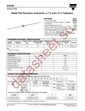 CCF50158KFLR36 datasheet  