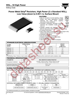 WSL0805R0220FTB18 datasheet  