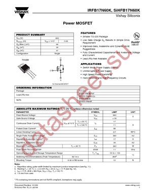 IRFB17N60K datasheet  