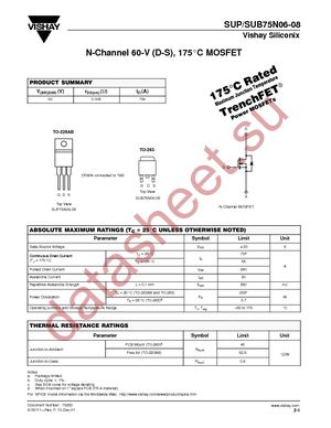 SUB75N06-08-E3 datasheet  