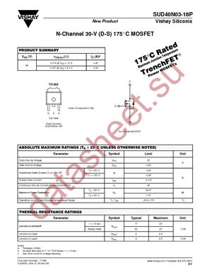 SUD40N03-18P-E3 datasheet  