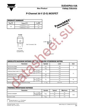 SUD45P03-15A-E3 datasheet  