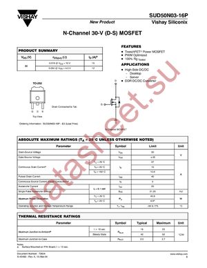 SUD50N03-16P-E3 datasheet  