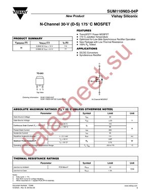 SUM110N03-04P-E3 datasheet  