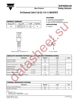 SUP40N25-60-E3 datasheet  