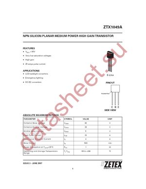 ZTX1049ASTOB datasheet  