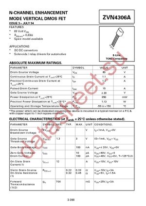 ZVN4306ASTOA datasheet  