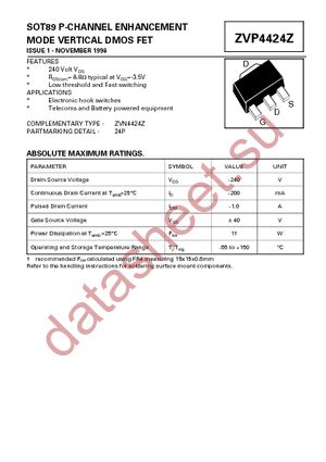 ZVP4424ZTA datasheet  