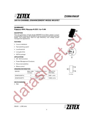 ZXM61N03FTA datasheet  