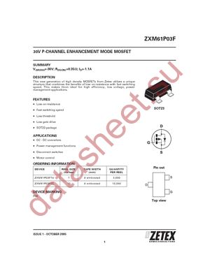 ZXM61P03FTA datasheet  