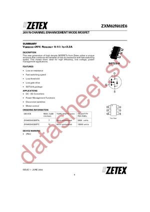 ZXM62N02E6TA datasheet  