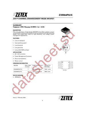 ZXM64P02XTC datasheet  