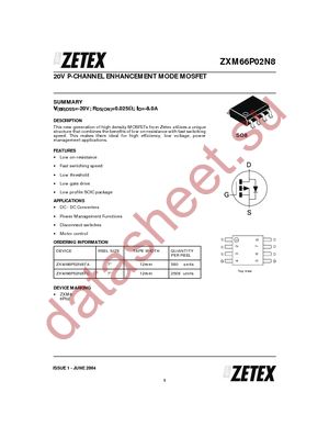 ZXM66P02N8TA datasheet  