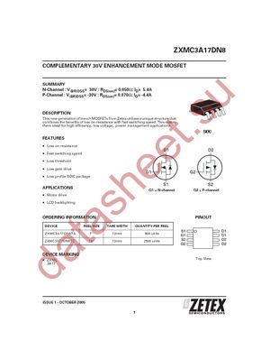 ZXMC3A17DN8 datasheet  